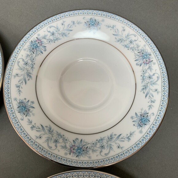 Noritake Blue Hill 2482 Saucers Plates Blue White Platinum Trim Lot of 4 - Picture 4 of 8